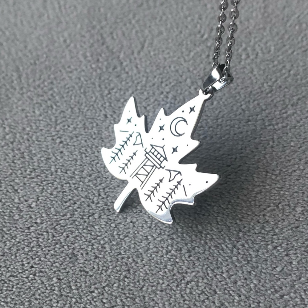 Lookout Tower ~ Camping Forest Scene ~ Stainless Steel Pendant ~ Brand New!